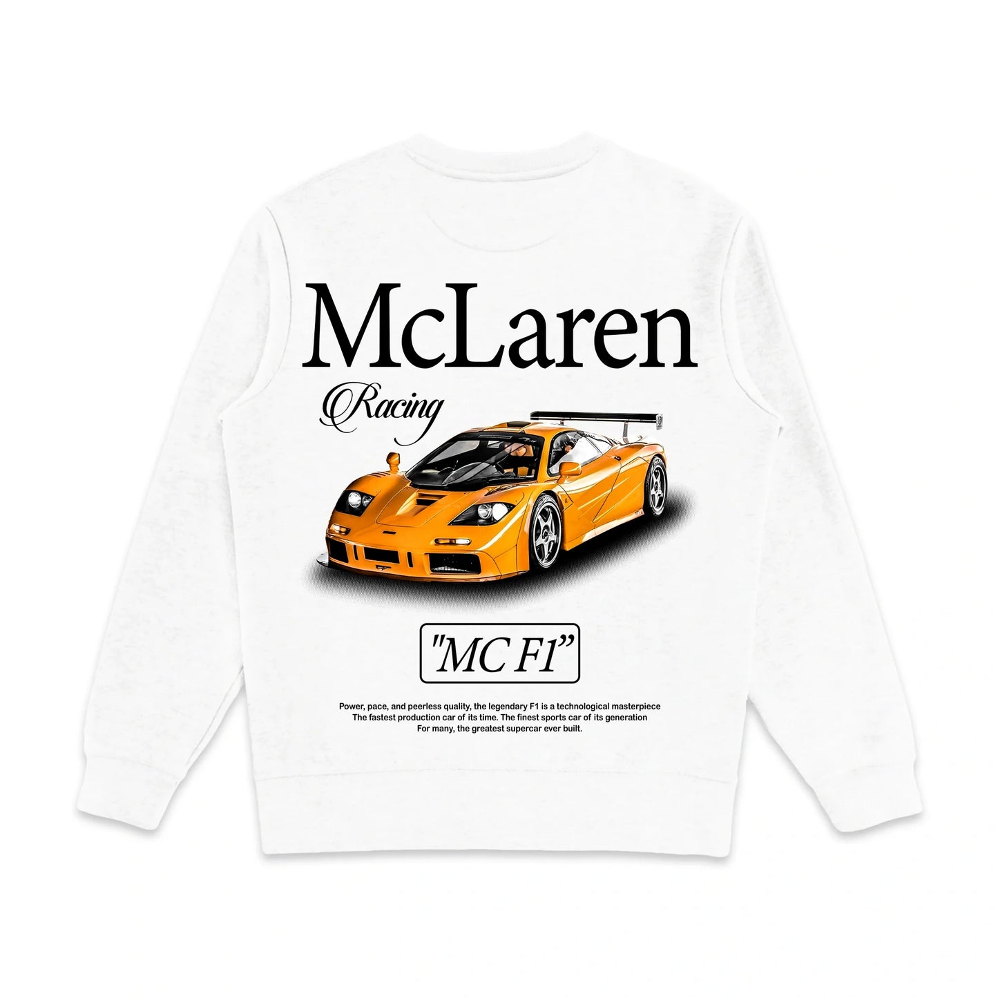 Official McLaren Racing Graphic Crewneck Sweatshirt, Heavyweight Cotton Fleece Blend, Relaxed Fit