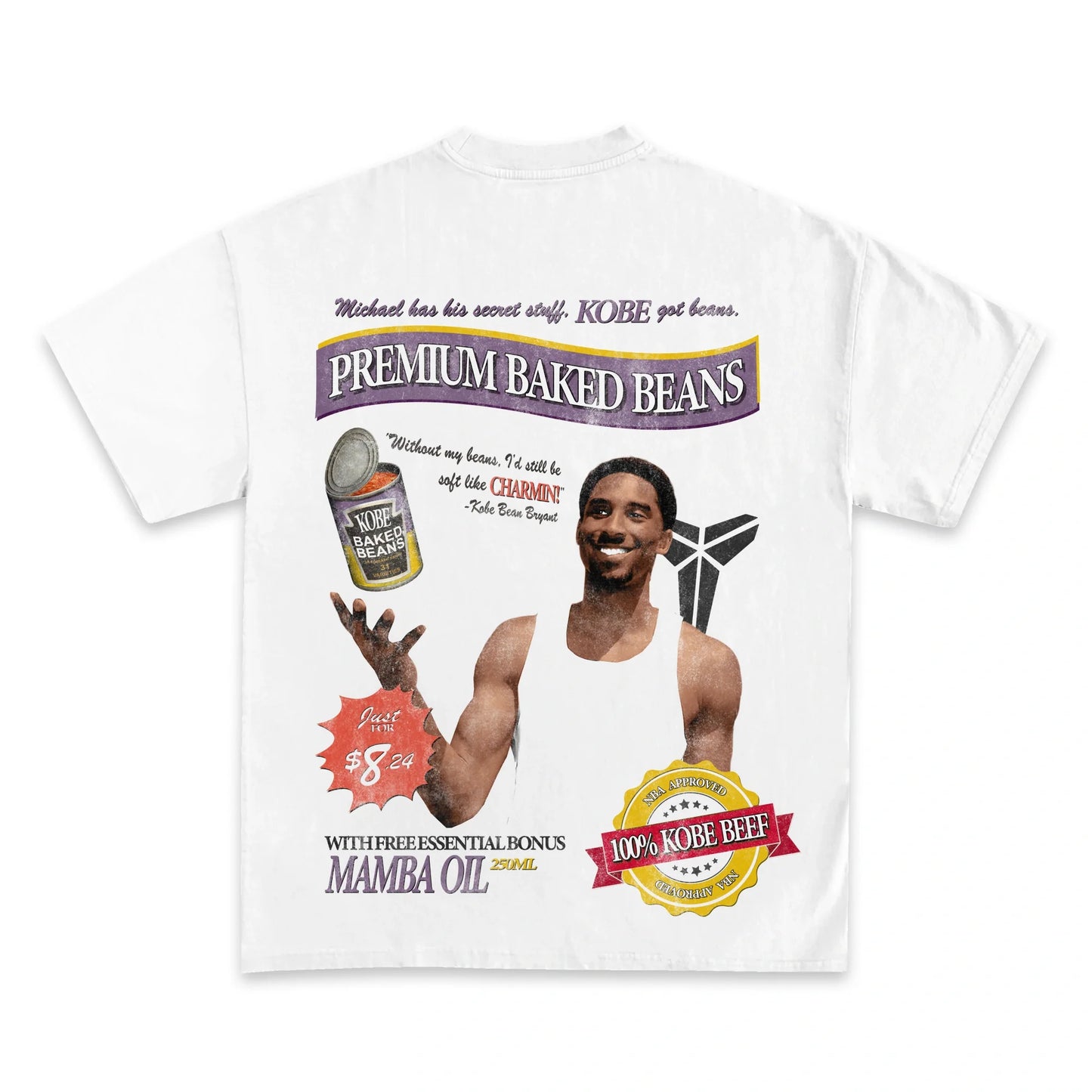 Premium Kobe Beans Graphic T-Shirt, Heavyweight Cotton, Classic Fit, Iconic Style