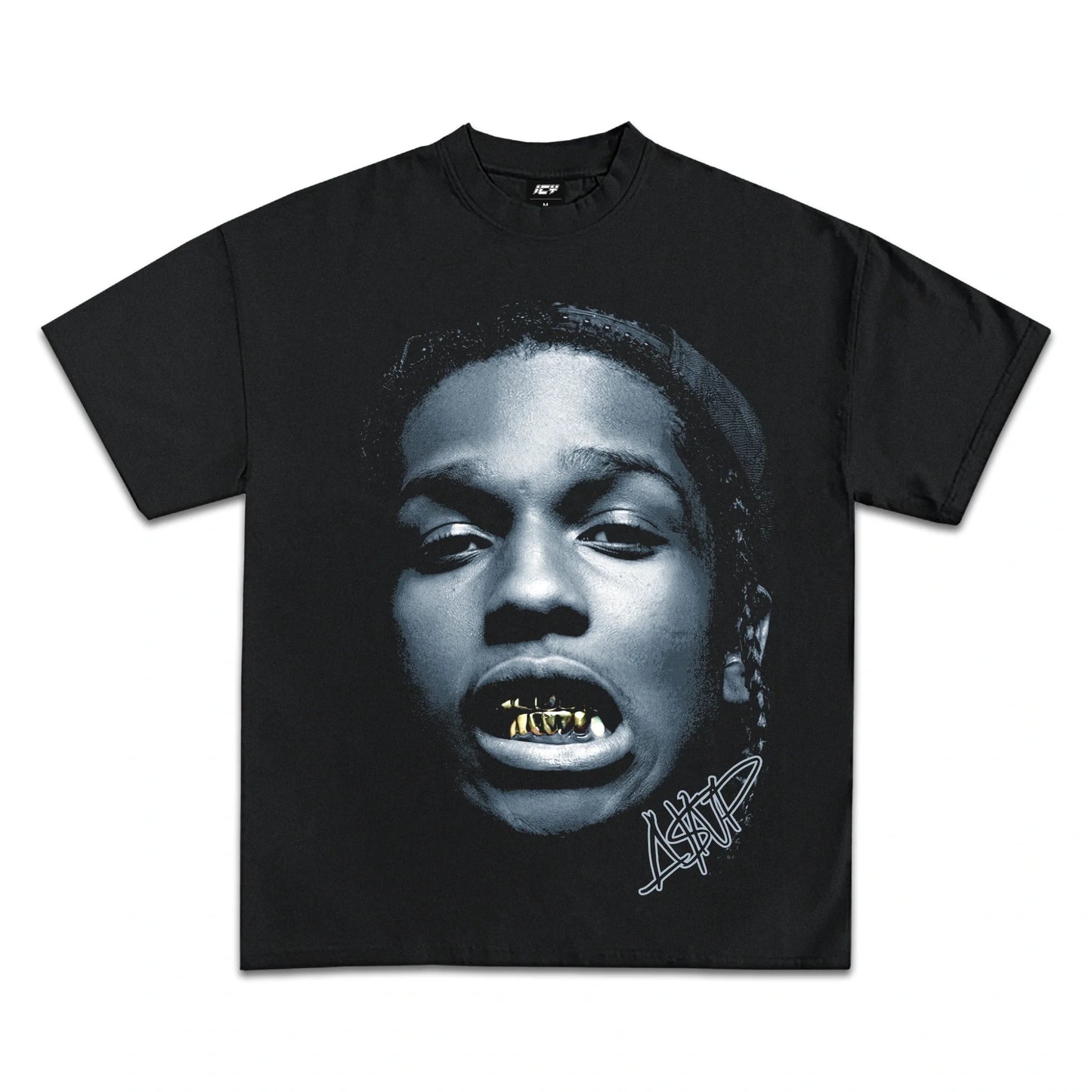 Premium ASAP Rocky Graphic Tee, Classic Black Cotton Streetwear, Iconic Hip-Hop Style