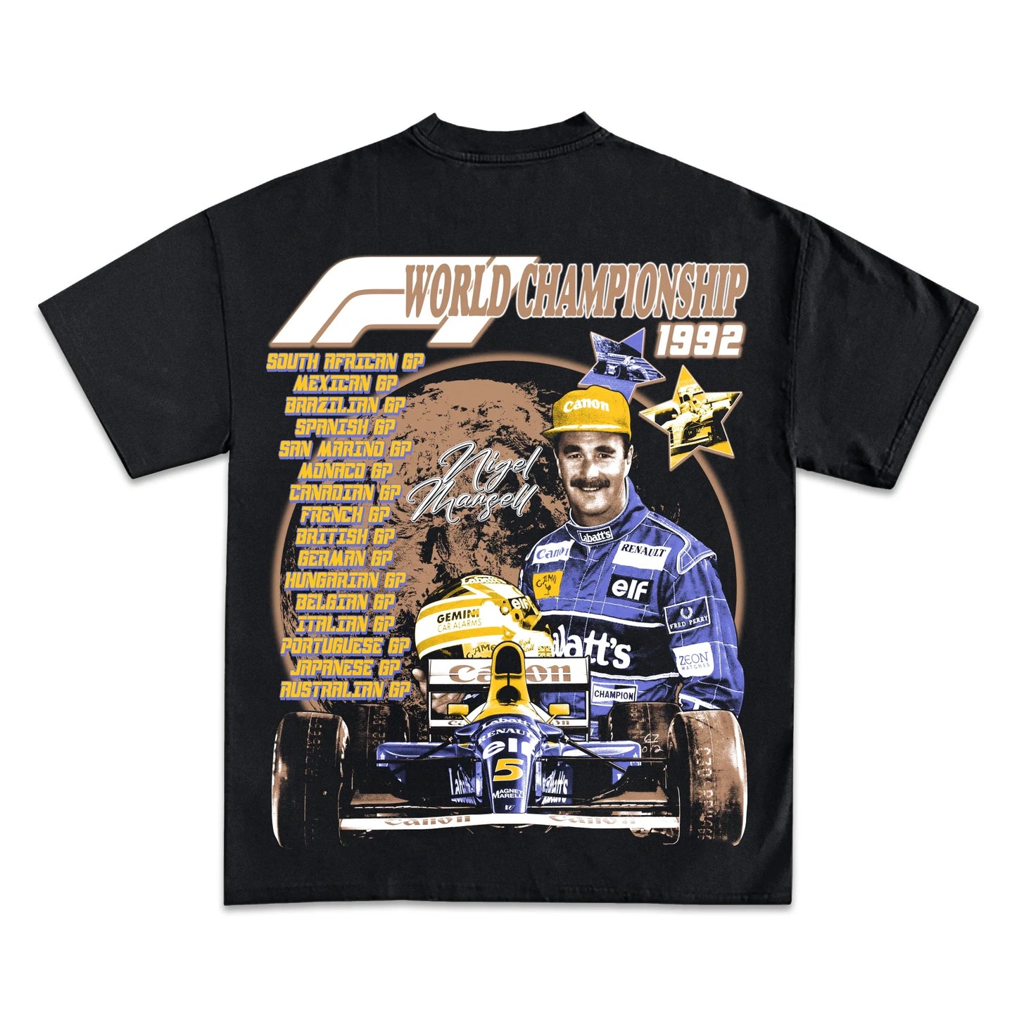 Nigel Mansell 1992 F1 World Champion Graphic Tee - Premium Heavyweight Cotton
