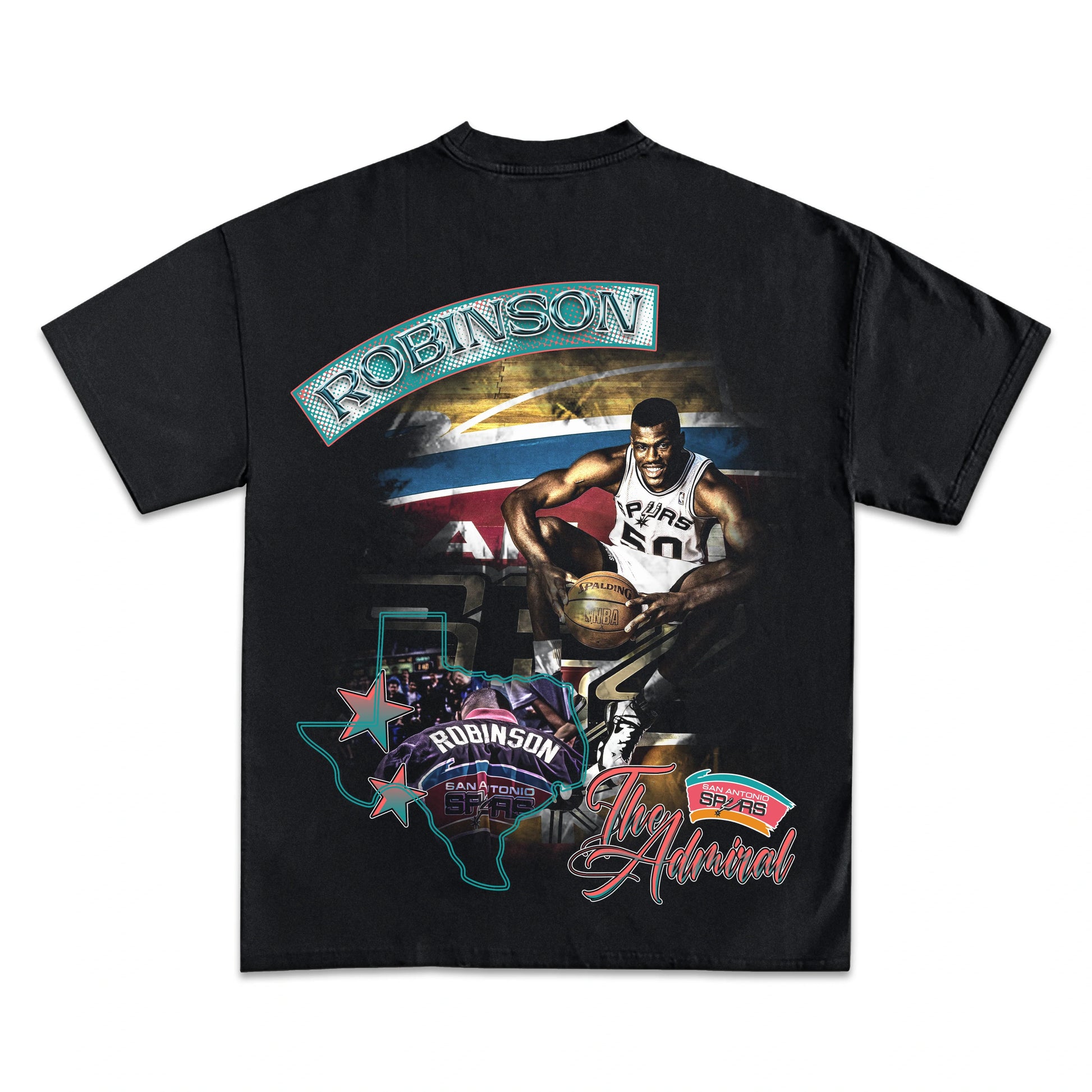 Classic Vintage David Robinson San Antonio Spurs Black Cotton T-Shirt