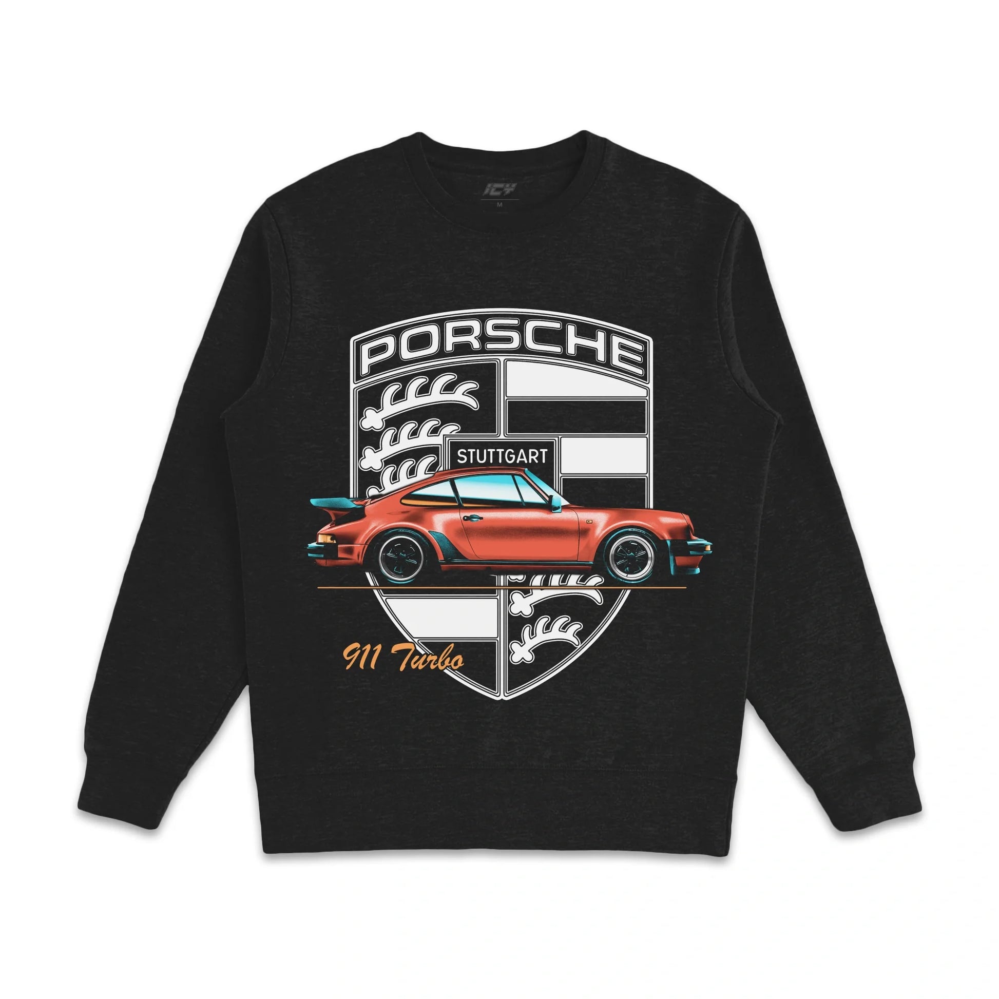 Premium Black Porsche 911 Turbo Graphic Crewneck Sweatshirt - Heavyweight Cotton Fleece