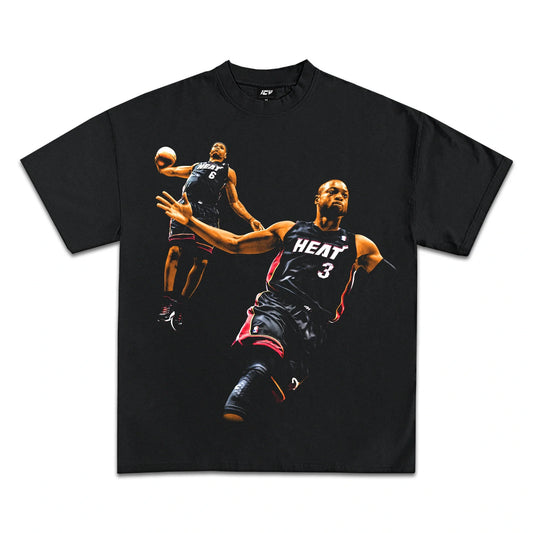 Iconic Lebron James & Dwyane Wade Basketball Legends Graphic T-Shirt Black