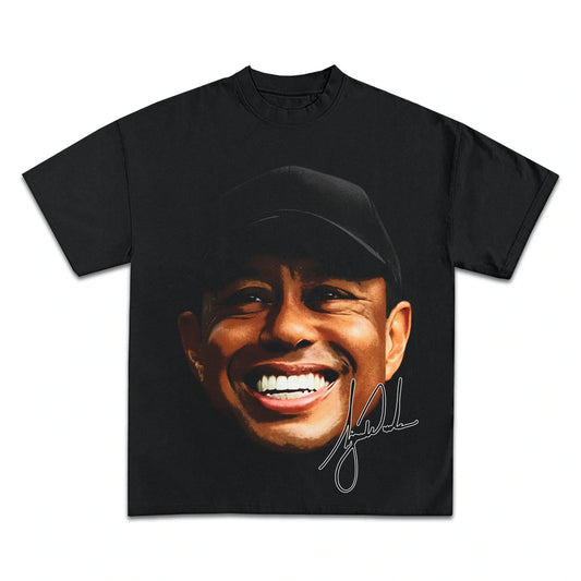 Premium Heavyweight Cotton Tiger Woods Jumbo Graphic T-Shirt for Golf Fans