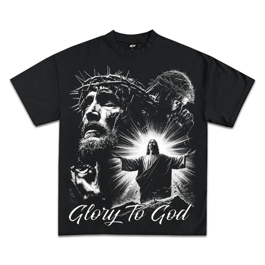 Faith-Inspired Glory to God Jesus T-Shirt: Comfortable Heavyweight Cotton Apparel