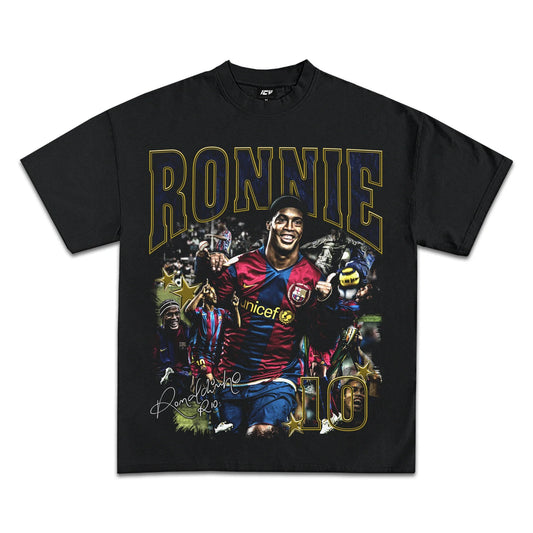 Legendary Ronaldinho 'Ronnie' Football Icon Graphic Tee – Premium Heavyweight Cotton