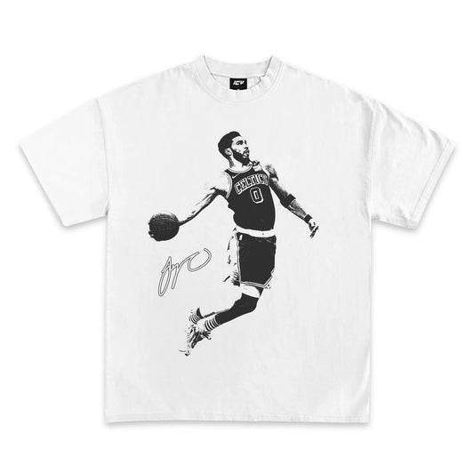 Jayson Tatum Slam Dunk White Graphic T-Shirt - Premium Heavyweight Cotton Tee