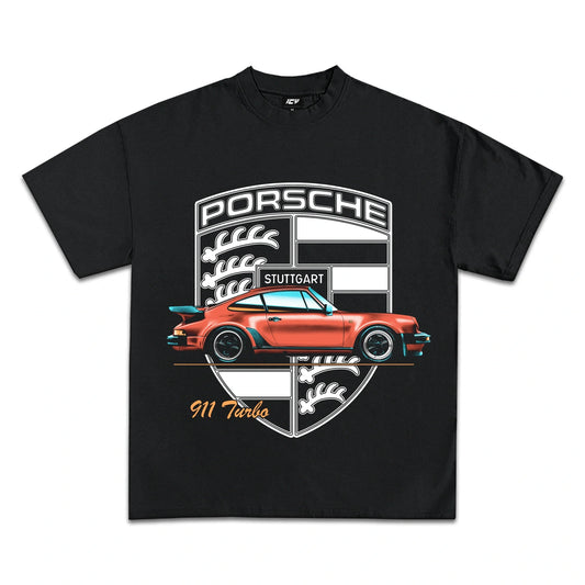 Porsche 911 Turbo Graphic Tee - Premium Heavyweight Cotton, Iconic Car Design