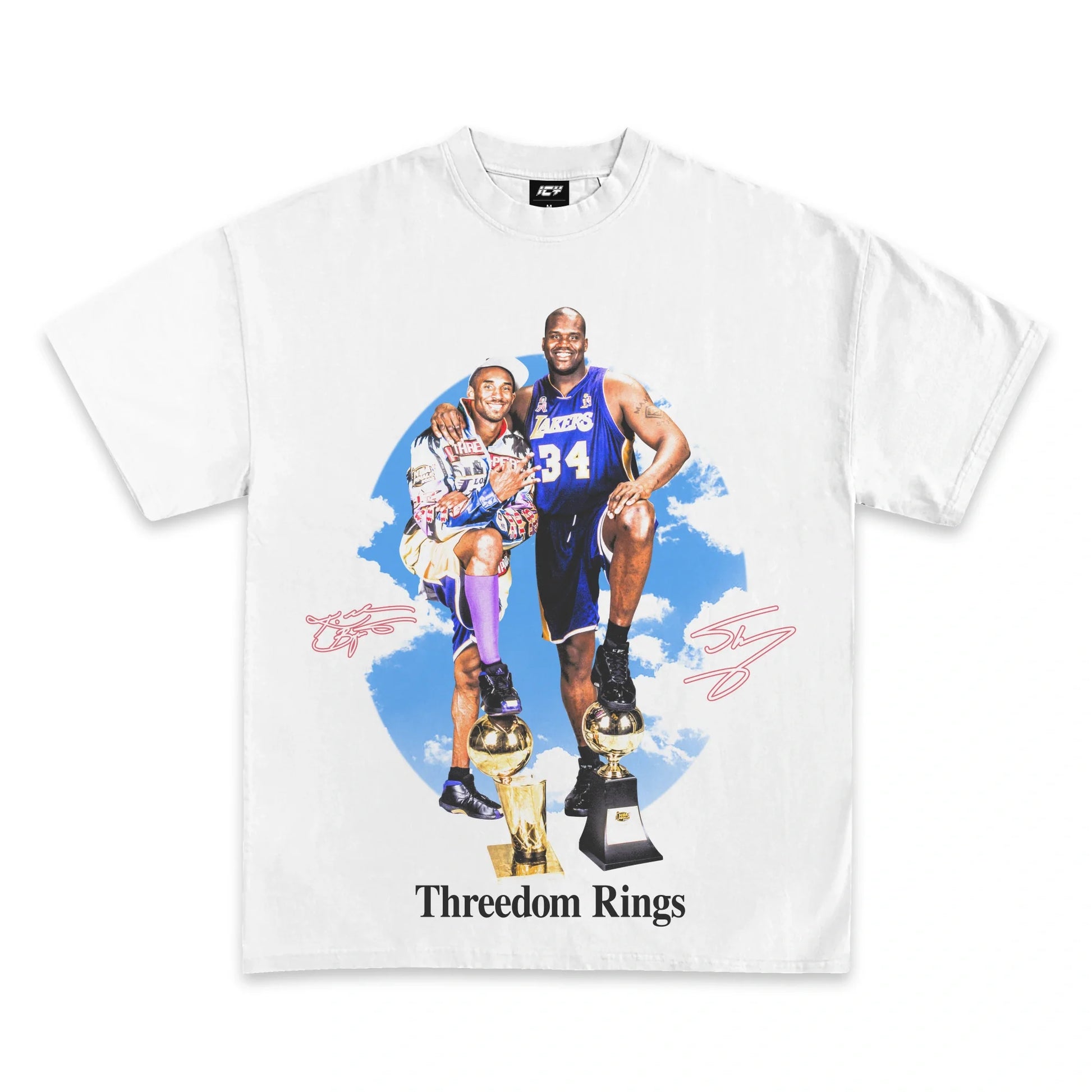 Kobe & Shaq Threedom Rings Graphic T-Shirt, Premium Heavyweight Cotton Tee
