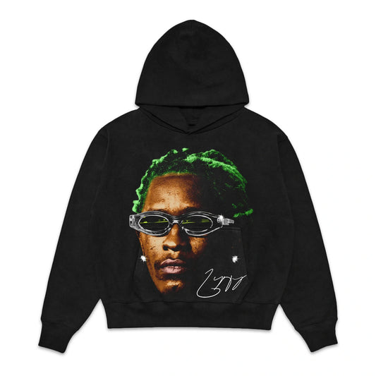 Plush Young Thug Jumbo Fleece Hoodie: Cozy Graphic Streetwear for Music Fans
