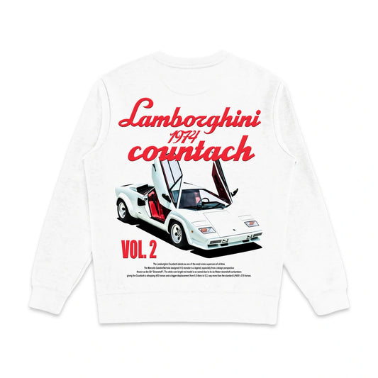 Vintage Lamborghini Countach 1974 Graphic Sweatshirt: Heavyweight Cotton Fleece Crewneck