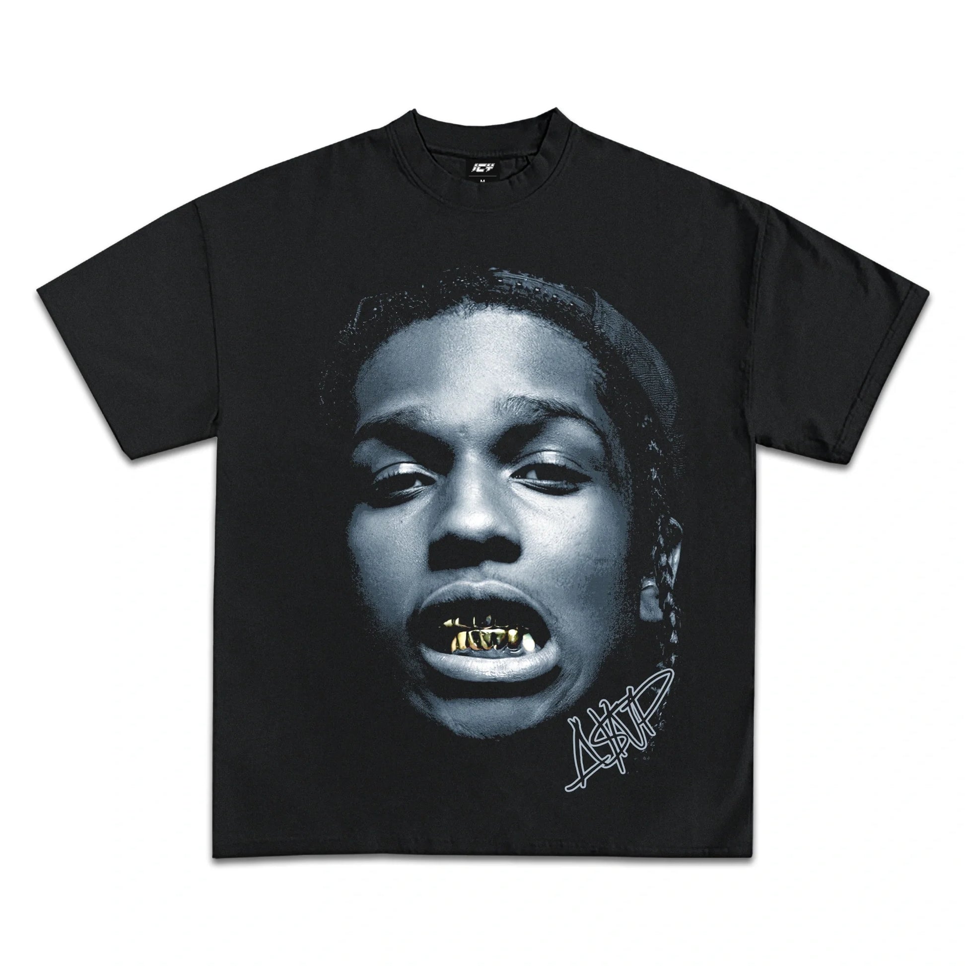 Premium ASAP Rocky Graphic Tee, Classic Black Cotton Streetwear, Iconic Hip-Hop Style