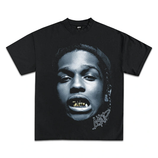 Premium ASAP Rocky Graphic Tee, Classic Black Cotton Streetwear, Iconic Hip-Hop Style