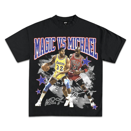 Vintage Magic Johnson Michael Jordan Graphic T-Shirt, Heavyweight Cotton, True to Size